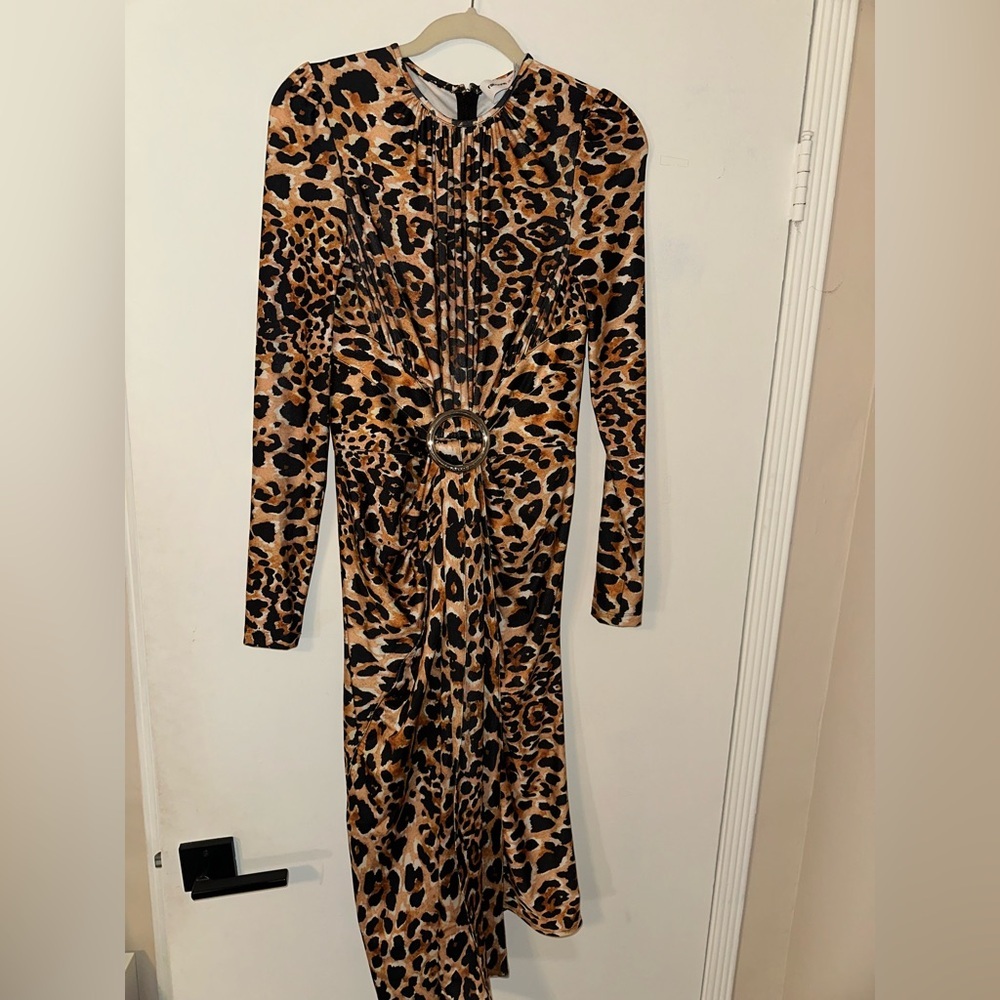 NWOT Rabanne x H&M Leopard Print Buckle Detail Dress SIZE Small - Picture 3 of 8
